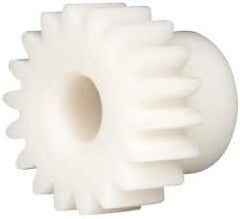 Made in USA - 20 Pitch, 0.9" Pitch Diam, 1" OD, 18 Tooth Spur Gear - 3/8" Face Width, 5/16" Bore Diam, 43/64" Hub Diam, 20° Pressure Angle, Acetal - Americas Industrial Supply