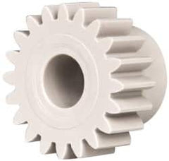 Made in USA - 20 Pitch, 1" Pitch Diam, 1.1" OD, 20 Tooth Spur Gear - 3/8" Face Width, 3/8" Bore Diam, 47/64" Hub Diam, 20° Pressure Angle, Acetal - Americas Industrial Supply