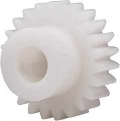 Made in USA - 20 Pitch, 1.15" Pitch Diam, 1-1/4" OD, 23 Tooth Spur Gear - 3/8" Face Width, 3/8" Bore Diam, 47/64" Hub Diam, 20° Pressure Angle, Acetal - Americas Industrial Supply