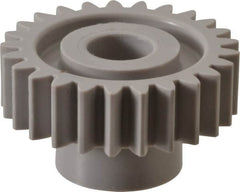 Made in USA - 20 Pitch, 1-1/4" Pitch Diam, 1.35" OD, 25 Tooth Spur Gear - 3/8" Face Width, 3/8" Bore Diam, 47/64" Hub Diam, 20° Pressure Angle, Acetal - Americas Industrial Supply