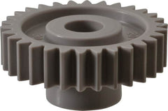 Made in USA - 20 Pitch, 1-1/2" Pitch Diam, 1.6" OD, 30 Tooth Spur Gear - 3/8" Face Width, 3/8" Bore Diam, 47/64" Hub Diam, 20° Pressure Angle, Acetal - Americas Industrial Supply