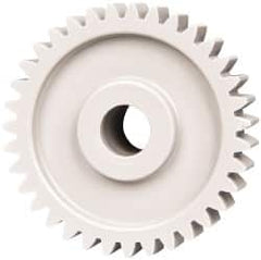 Made in USA - 20 Pitch, 1-3/4" Pitch Diam, 1.85" OD, 35 Tooth Spur Gear - 3/8" Face Width, 3/8" Bore Diam, 47/64" Hub Diam, 20° Pressure Angle, Acetal - Americas Industrial Supply