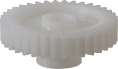 Made in USA - 20 Pitch, 1.8" Pitch Diam, 1.9" OD, 36 Tooth Spur Gear - 3/8" Face Width, 3/8" Bore Diam, 47/64" Hub Diam, 20° Pressure Angle, Acetal - Americas Industrial Supply