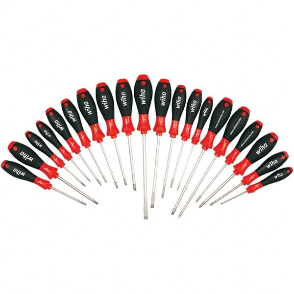 Wiha - 20 Piece Slotted, Phillips, Torx, Square & Pozidriv Screwdriver Set - Bit Sizes: Philips #0, #1 & #2, Posidriv Point #1 & #2, Torx T-6, T-8, T-10, T-15, T-20, T-25 & T-30, Comes in Box - Americas Industrial Supply