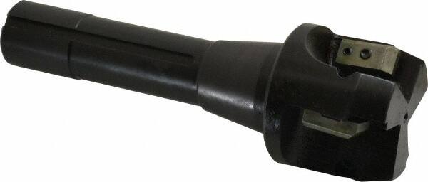 APT - 15° Lead Angle, 2" Max Cut Diam, 2" Min Cut Diam, 0.4063" Max Depth of Cut, Indexable Chamfer and Angle End Mill - 3 Inserts, SPG, SPU Insert Style, 5" OAL, Taper Shank - Americas Industrial Supply