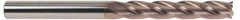 SGS - 5/8", 3" LOC, 5/8" Shank Diam, 6" OAL, 4 Flute, Solid Carbide Square End Mill - Single End, TiCN Finish, Spiral Flute, 30° Helix, Centercutting, Right Hand Cut, Right Hand Flute, Series 1EL - Americas Industrial Supply