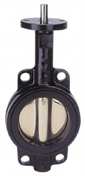 Apollo - 12" Pipe, Lug Butterfly Valve - Bare Stem Handle, Cast Iron Body, Buna-N Seat, 200 WOG, PTFE Disc, Stainless Steel Stem - Americas Industrial Supply