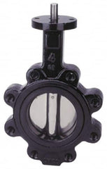 Apollo - 6" Pipe, Lug Butterfly Valve - Bare Stem Handle, Cast Iron Body, Buna-N Seat, 200 WOG, PTFE Disc, Stainless Steel Stem - Americas Industrial Supply