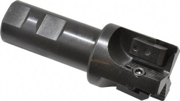 APT - 1-1/2" Cut Diam, 0.65" Max Depth of Cut, 1" Shank Diam, 3-7/8" OAL, Indexable Square Shoulder End Mill - TPC 32..., TPG 32., TPU 32. Inserts, Weldon Shank, 90° Lead Angle, Series Tri-Dex - Americas Industrial Supply