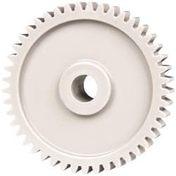 Made in USA - 20 Pitch, 2-1/4" Pitch Diam, 2.35" OD, 45 Tooth Spur Gear - 3/8" Face Width, 3/8" Bore Diam, 47/64" Hub Diam, 20° Pressure Angle, Acetal - Americas Industrial Supply