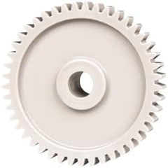 Made in USA - 20 Pitch, 2-1/4" Pitch Diam, 2.35" OD, 45 Tooth Spur Gear - 3/8" Face Width, 3/8" Bore Diam, 47/64" Hub Diam, 20° Pressure Angle, Acetal - Americas Industrial Supply