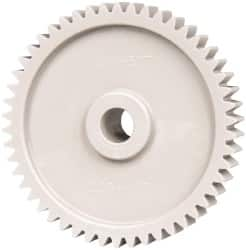 Made in USA - 20 Pitch, 2-1/2" Pitch Diam, 2.6" OD, 50 Tooth Spur Gear - 3/8" Face Width, 3/8" Bore Diam, 3/4" Hub Diam, 20° Pressure Angle, Acetal - Americas Industrial Supply