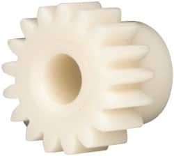 Made in USA - 24 Pitch, 0.709" Pitch Diam, 0.791" OD, 17 Tooth Spur Gear - 1/4" Face Width, 3/16" Bore Diam, 35/64" Hub Diam, 20° Pressure Angle, Acetal - Americas Industrial Supply