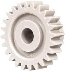 Made in USA - 24 Pitch, 1" Pitch Diam, 1.083" OD, 24 Tooth Spur Gear - 1/4" Face Width, 1/4" Bore Diam, 5/8" Hub Diam, 20° Pressure Angle, Acetal - Americas Industrial Supply