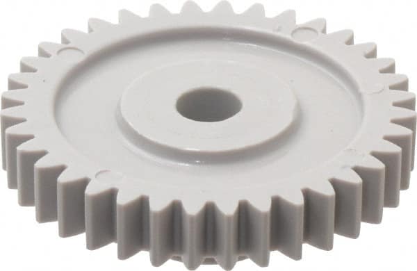 Made in USA - 24 Pitch, 1-1/2" Pitch Diam, 1.583" OD, 36 Tooth Spur Gear - 1/4" Face Width, 1/4" Bore Diam, 5/8" Hub Diam, 20° Pressure Angle, Acetal - Americas Industrial Supply