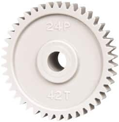 Made in USA - 48 Pitch, 1-3/4" Pitch Diam, 1.833" OD, 42 Tooth Spur Gear - 1/4" Face Width, 5/16" Bore Diam, 43/64" Hub Diam, 20° Pressure Angle, Acetal - Americas Industrial Supply