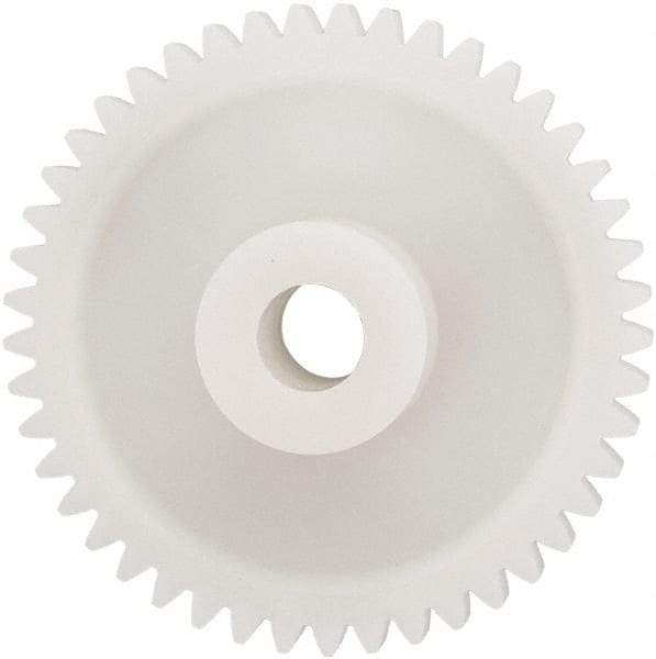 Made in USA - 24 Pitch, 1-7/8" Pitch Diam, 1.958" OD, 45 Tooth Spur Gear - 1/4" Face Width, 5/16" Bore Diam, 43/64" Hub Diam, 20° Pressure Angle, Acetal - Americas Industrial Supply