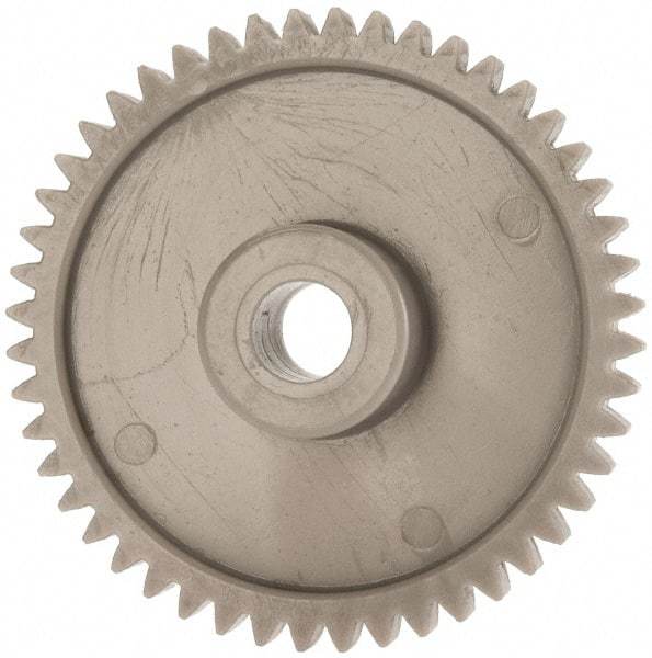 Made in USA - 48 Pitch, 2" Pitch Diam, 2.083" OD, 48 Tooth Spur Gear - 1/4" Face Width, 5/16" Bore Diam, 43/64" Hub Diam, 20° Pressure Angle, Acetal - Americas Industrial Supply