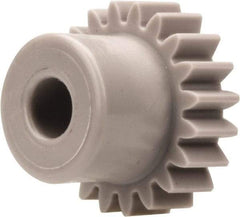 Made in USA - 32 Pitch, 5/8" Pitch Diam, 11/16" OD, 20 Tooth Spur Gear - 3/8" Face Width, 3/16" Bore Diam, 15/32" Hub Diam, 20° Pressure Angle, Acetal - Americas Industrial Supply