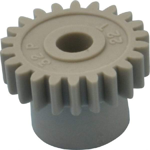 Made in USA - 32 Pitch, 11/16" Pitch Diam, 3/4" OD, 22 Tooth Spur Gear - 3/16" Face Width, 3/16" Bore Diam, 1/2" Hub Diam, 20° Pressure Angle, Acetal - Americas Industrial Supply