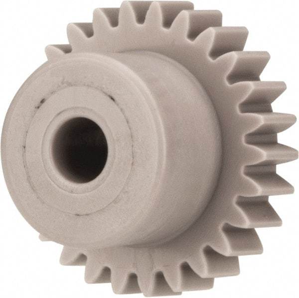 Made in USA - 32 Pitch, 13/16" Pitch Diam, 7/8" OD, 26 Tooth Spur Gear - 3/16" Face Width, 3/16" Bore Diam, 9/16" Hub Diam, 20° Pressure Angle, Acetal - Americas Industrial Supply