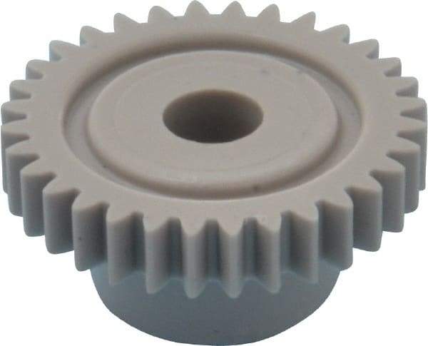 Made in USA - 32 Pitch, 1" Pitch Diam, 1-1/16" OD, 32 Tooth Spur Gear - 3/16" Face Width, 1/4" Bore Diam, 5/8" Hub Diam, 20° Pressure Angle, Acetal - Americas Industrial Supply