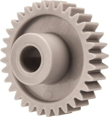 Made in USA - 32 Pitch, 1-3/16" Pitch Diam, 1-1/4" OD, 38 Tooth Spur Gear - 3/16" Face Width, 1/4" Bore Diam, 39/64" Hub Diam, 20° Pressure Angle, Acetal - Americas Industrial Supply