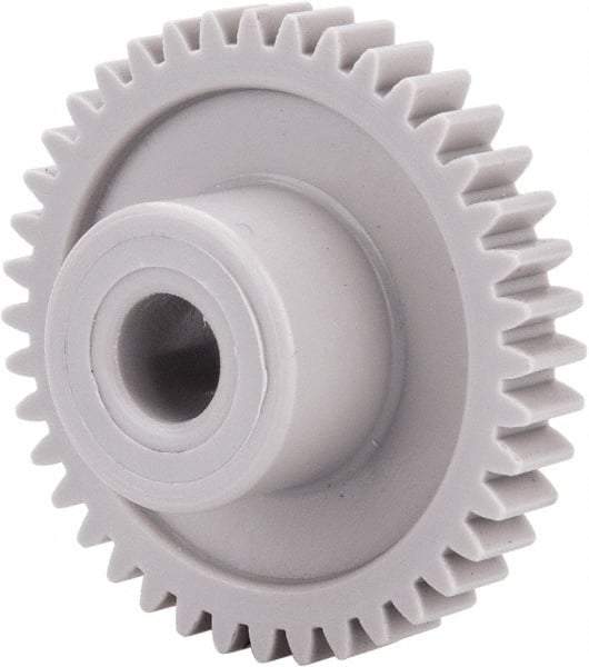 Made in USA - 32 Pitch, 1-1/4" Pitch Diam, 1-5/16" OD, 40 Tooth Spur Gear - 3/16" Face Width, 1/4" Bore Diam, 39/64" Hub Diam, 20° Pressure Angle, Acetal - Americas Industrial Supply