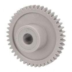 Made in USA - 32 Pitch, 1-3/8" Pitch Diam, 1-7/16" OD, 44 Tooth Spur Gear - 3/16" Face Width, 1/4" Bore Diam, 39/64" Hub Diam, 20° Pressure Angle, Acetal - Americas Industrial Supply