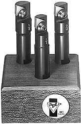 APT - 1/2 to 5/8" Cutting Diam, Straight Shank, Indexable Tridex End Mill Set - 3 and 5 Insert, EMM Carbide Toolholder, Series Miniature - Americas Industrial Supply