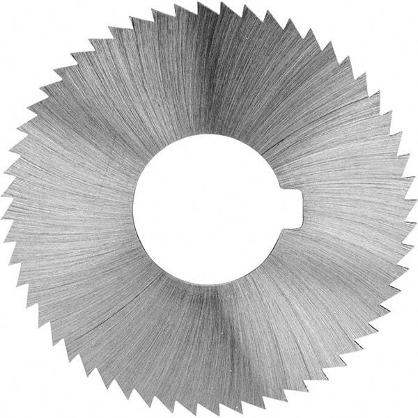 Made in USA - 2-1/4" Diam x 0.023" Blade Thickness x 5/8" Arbor Hole Diam, 60 Tooth Slitting and Slotting Saw - Arbor Connection, Right Hand, Uncoated, High Speed Steel, Concave Ground, Contains Keyway - Americas Industrial Supply