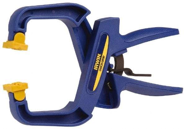 Irwin - 4" Jaw Opening Capacity, 3" Throat Depth, Spring Clamp - 75 Lb Clamping Pressure, 8" OAL - Americas Industrial Supply