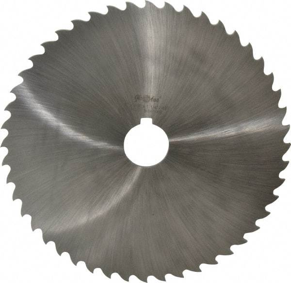 Value Collection - 8" Diam x 1/8" Blade Thickness x 1-1/4" Arbor Hole Diam, 48 Tooth Slitting and Slotting Saw - Arbor Connection, Right Hand, Uncoated, High Speed Steel, Concave Ground, Contains Keyway - Americas Industrial Supply