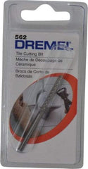 Dremel - 1/8" Diam, High Speed Steel Diamond Pattern Router Bit - Right Hand Cut, 61mm Overall Length, 1/8" Shank Diam, Use on Cement Board, Ceramic Wall Tile, Plaster - Americas Industrial Supply