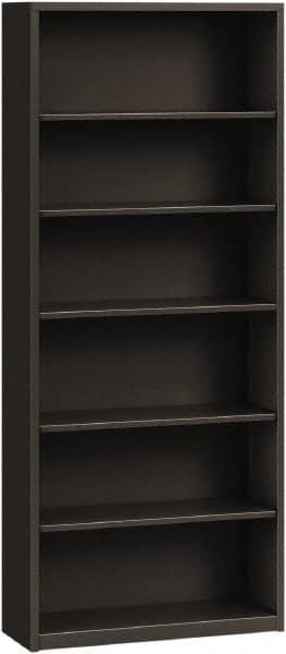 Hon - 6 Shelf, 81-1/8" High x 34-1/2" Wide Bookcase - 12-5/8" Deep, Steel, Charcoal - Americas Industrial Supply