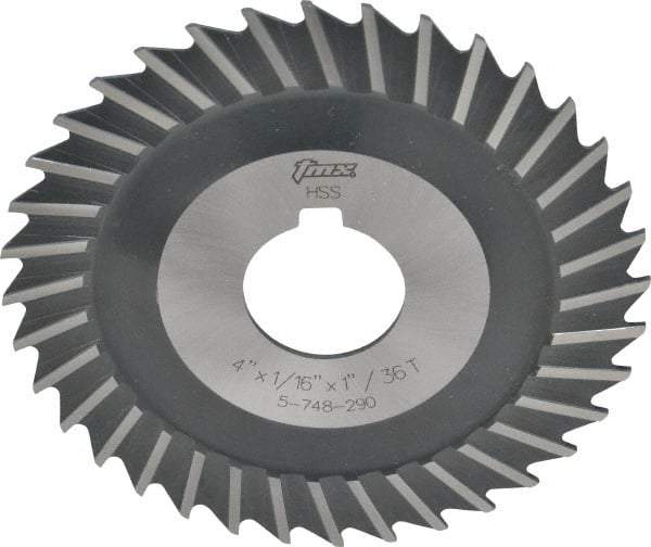 Value Collection - 4" Blade Diam x 1/16" Blade Thickness, 1" Hole, 36 Teeth, High Speed Steel Side Chip Saw - Straight Tooth, Arbor Connection, Uncoated - Americas Industrial Supply