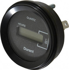 Durant - Supertwist LCD Display Hour Meter - 58.4mm High, 12VDC-60VAC Voltage, Solid State Hourmeter Round - Americas Industrial Supply