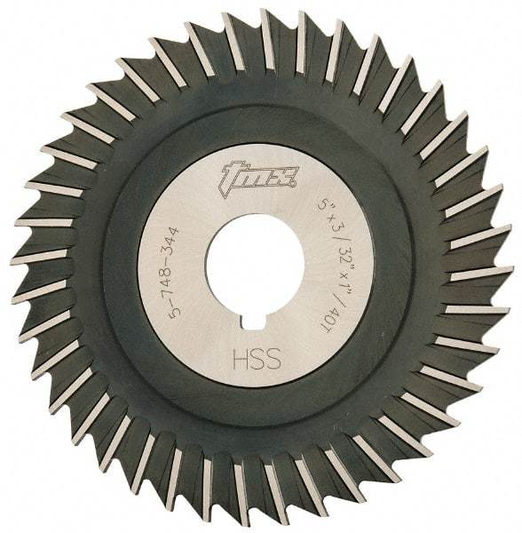 Value Collection - 5" Blade Diam x 3/32" Blade Thickness, 1" Hole, 40 Teeth, High Speed Steel Side Chip Saw - Straight Tooth, Arbor Connection, Uncoated - Americas Industrial Supply