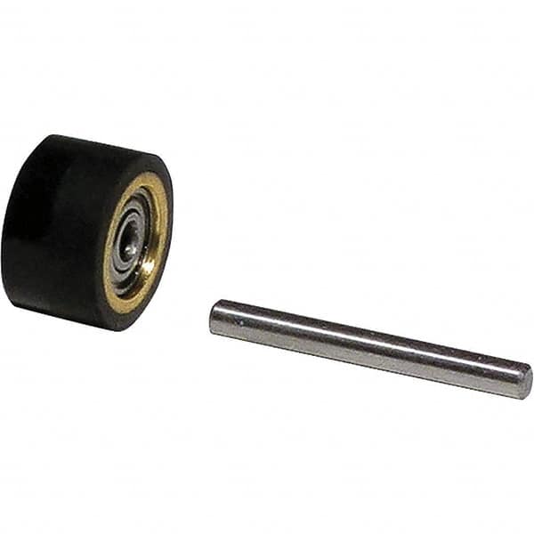 Dynabrade - 5/8" Diam x 3/8" Wide Contact Wheel Assembly - 3/8" Arbor Hole, Crowned, 70 Duro Rubber Face - Americas Industrial Supply