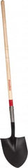 Razor-Back - 12" High x 8-7/8" Wide Round Steel Shovel - 48" Long Wood Straight Handle, Rolled - Americas Industrial Supply