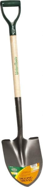 UnionTools - 11-1/2" High x 8-5/8" Wide Round Steel Shovel - 28" Long Wood D-Grip Handle, Front Turned - Americas Industrial Supply