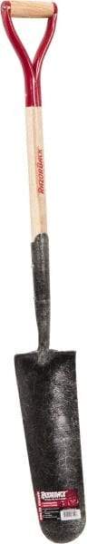 Razor-Back - 16" High x 5-1/2" Wide Tapered Steel Spade - 27" Long Wood D-Grip Handle, Front Turned - Americas Industrial Supply