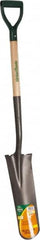 UnionTools - 16" High x 6" Wide Tapered Steel Spade - 27" Long Wood D-Grip Handle, Front Turned - Americas Industrial Supply