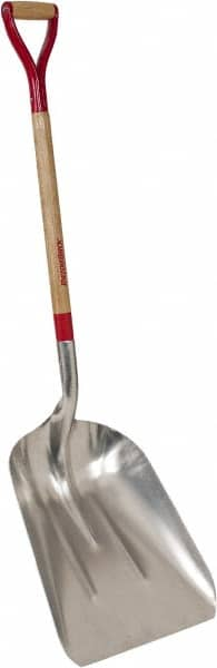 Razor-Back - 19-3/4" High x 15-1/4" Wide Square Aluminum Shovel - 36" Long Wood D-Grip Handle - Americas Industrial Supply