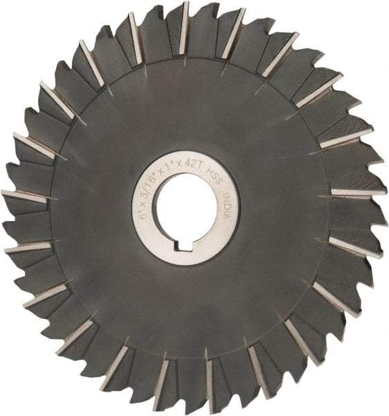 Value Collection - 6" Blade Diam x 3/16" Blade Thickness, 1" Hole, 42 Teeth, High Speed Steel Side Chip Saw - Staggered Tooth, Arbor Connection, Uncoated - Americas Industrial Supply