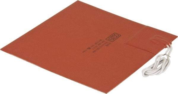 Made in USA - 6" Long x 6" Wide, Square, Silicon Rubber, Standard Heat Blanket - 120 Volt, Adhesive Back, Use with Metal Containers - Americas Industrial Supply