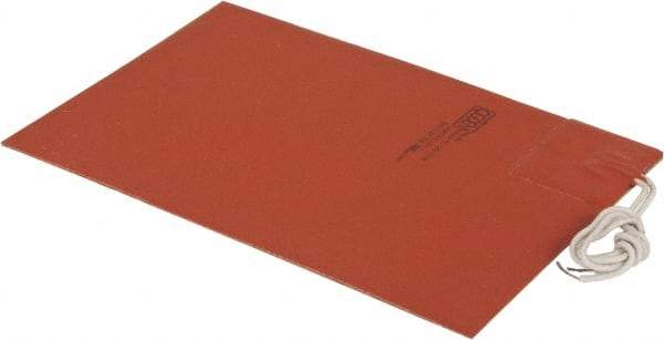 Value Collection - 9" Long x 6" Wide, Rectangular, Silicon Rubber, Standard Heat Blanket - 120 Volt, Adhesive Back, Use with Metal Containers - Americas Industrial Supply