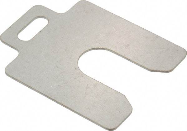 Made in USA - 10 Piece, 2 Inch Long x 2 Inch Wide x 0.05 Inch Thick, Slotted Shim Stock - Stainless Steel, 5/8 Inch Wide Slot - Americas Industrial Supply