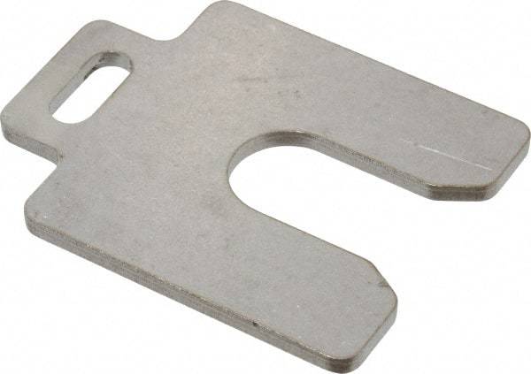 Made in USA - 5 Piece, 2 Inch Long x 2 Inch Wide x 0.125 Inch Thick, Slotted Shim Stock - Stainless Steel, 5/8 Inch Wide Slot - Americas Industrial Supply