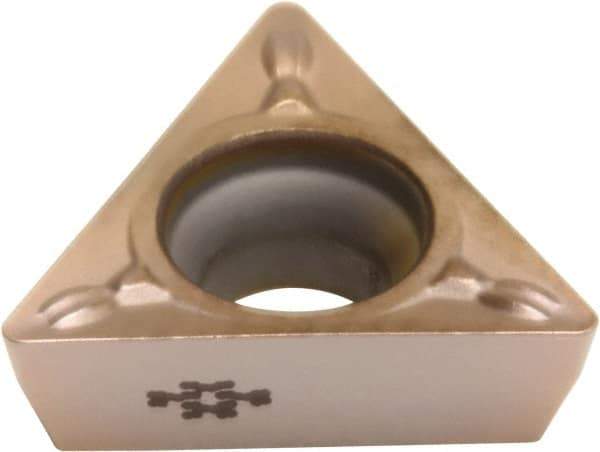Sumitomo - TPMT332 ESU Grade T3000Z Cermet Turning Insert - TiN/AlN Finish, 60° Triangle, 3/8" Inscr Circle, 3/16" Thick, 1/32" Corner Radius - Americas Industrial Supply